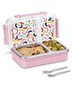 Jaypee Steelox PU Insulated Stainless Steel 2 Compartment Printed Lunch Box for School Kids, 600ml Pink