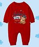 The Peppy Tend 100% Cotton Knit Fathers Day Theme Full Sleeves Our First Fathers Day Together Text Printed Romper - Red