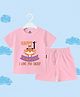 The Peppy Tend 100% Cotton Knit Half Sleeves Happy First Fathers Day I Love You Daddy Text Printed Tee & Shorts Set - Pink