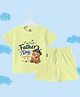 The Peppy Tend 100% Cotton Knit Fathers Day Theme Half Sleeves Our 1st Fathers Day Together Text Printed Tee & Shorts Set - Yellow