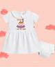 The Peppy Tend 100% Cotton Knit Fathers Day Theme Half Sleeves Happy 1st Fathers Day I Love You Daddy Text Printed Dress With Bloomer - White