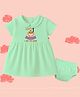 The Peppy Tend 100% Cotton Knit Fathers Day Theme Half Sleeves Happy 1st Fathers Day I Love You Daddy Text Printed Dress With Bloomer - Sea Green