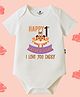 The Peppy Tend 100% Cotton Knit Fathers Day Theme Half Sleeves Happy 1st Fathers Day I Love You Daddy Text Printed Onesie - White