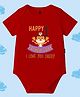 The Peppy Tend 100% Cotton Knit Fathers Day Theme Half Sleeves Happy 1st Fathers Day I Love You Daddy Text Printed Onesie - Red