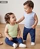 Babyhug Sweater Knit Sleeveless Solid & Striped Pullovers Sweaters With Lace Detailing Pack Of 2 - Light Green & Blue