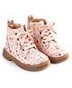 Babyoye Lace Up Floral Printed Winter Shoes - Beige