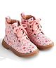 Babyoye Lace Up Floral Printed Winter Shoes - Pink