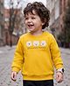 Babyoye  100% Cotton Heavy Guage 3 Thread Brushed Fleece Knit Full Sleeves Sweatshirts with Bear Face Embroidery - Mustard