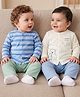 Babyoye 100% Cotton Interlock Knit Full Sleeves Ecojiva Finish Jhablas With Stripes and Bear Print Pack of 2 - Blue And White