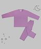 Sheer Love Waffle Knit Full Sleeves Solid Tee & Pajama Night Suit - Lavender