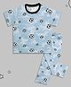 Sheer Love Cotton Jersey Knit Half Sleeves Football Printed Coordinating Tee & Pajama Night Suit - Light Blue