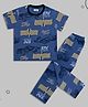 Sheer Love Cotton Jersey Knit Half Sleeves Racing Car Printed Coordinating Tee & Pajama Night Suit - Dark Blue