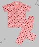 Sheer Love Cotton Jersey Knit Half Sleeves Butterfly Printed Coordinating Shirt & Pajama Night Suit - Pink