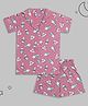 Sheer Love Cotton Jersey Knit Half Sleeves Coffee Printed Coordinating Shirt & Shorts Night Suit - Dark Pink