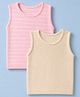 Babyhug Sweater Knit Sleeveless Striped Pullover Pack of 2 - Pink & Beige