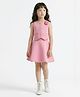 Taffykids Knit Sleeveless Waistcoat & Skirt Set With Floral Applique - Pink