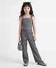 Taffykids Knit Denim Sleeveless Stitch Detail Square Neck Co-Ords Top & Pant Set - Grey