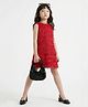 Taffykids Fur Knit Sleeveless A Line Party Dress - Red