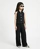 Taffykids Woven Sleeveless Side Tie Up Detail Halter Neck Shirt And Pant Set - Black