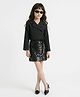 Taffykids Woven Full Sleeves Wrap Tie Up Detail Crop Blazer & Sequin Skirt Set - Black