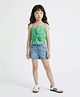 Taffykids Woven Sleeveless Twist Bow Detail Crop Top Green 11-12 Years