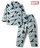 CUCUMBER Sinker Knit Full Sleeves Black Panther Printed Co-Ords Shirt & Pajama Night Suit - Blue