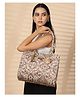 ENSAC Ethnic Print Tote Bag With Zip For Women & Girls | Lightweight Canvas Shoulder Bag, Stylish Designer Handbag
