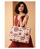 ENSAC Printed Premium Cotton Tote Bag for Women | Stylish Handbag with Zip Closure | Lightweight & Spacious Shoulder Bag for Office