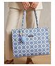 ENSAC Printed Cotton Tote Bag for Women | Premium Stylish Handbag with Zip Closure | Shoulder Bag for Office, College