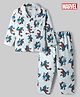CUCUMBER Sinker Knit Full Sleeves Spiderman Printed Co-Ords Shirt & Pajama Night Suit -Light Blue