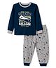 CUCUMBER Sinker Knit Full Sleeves Sports Theme & Text Printed T-Shirt & Pyjama Night Suit - Navy Blue