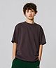 ALAN JONES Cotton Knit Stripe Textured Oversized Tee - Burgundy