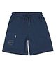 ALAN JONES Cotton Blend Knit Typography Printed Shorts - Denim