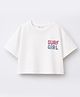 ALAN JONES Cotton Blend Knit Half Sleeves Surf Girl Text Printed Tee - Off White