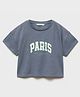 ALAN JONES Cotton Blend Knit Paris Text Printed Tee - Blue