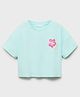 ALAN JONES Cotton Blend Knit Half Sleeves Hibiscus Puff Printed Tee - Green