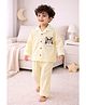 TIPPY TOP Pure Cotton Woven Full Sleeves Cat Patch Stripes Coordinating Shirt & Pajama Night Suit - Yellow