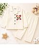 TIPPY TOP Pure Cotton Woven Full Sleeves Cat Patch Stripes Coordinating Shirt & Pajama Night Suit - Light Yellow
