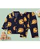 TIPPY TOP Pure Cotton Woven Full Sleeves Lion Printed Coordinating Shirt & Pajama Night Suit - Navy Blue