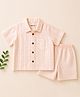 Tippy Top Woven Cotton Half Sleeves Polka Dots Printed Coordinating Shirt & Shorts Set - Peach