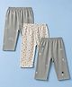 OHMS Single Jersey Knit Full Length Lounge Pant with Dino & Star Print Pack of 3 - White & Grey