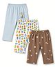 OHMS Single Jersey Knit Full Length Lounge Pant with Kitty Print Pack of 3 - White & Brown