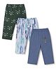 OHMS Single Jersey Knit Full Length Lounge Pant with Bear Print Pack of 3 - Dark Green & Blue