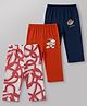 OHMS Single Jersey Knit Full Length Lounge Pant with Hedgehog Print Pack of 3 - Navy Blue & Red