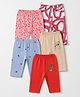 OHMS Single Jersey Knit Full Length Lounge Pant with Rainbow Bear & Car Print Pack of 5 - Red White & Cream