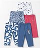OHMS Single Jersey Knit Full Length Lounge Pant with Rainbow Floral & Boat Print Pack of 5 -Blue White & Pink