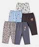 OHMS Single Jersey Knit Full Length Lounge Pant with Rainbow Bear & Astronaut Print Pack of 5 -Blue White & Grey