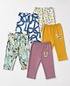 OHMS Single Jersey Knit Full Length Lounge Pant with Kitty & Bear Print Pack of 5 - White & Yellow