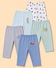 OHMS Single Jersey Knit Full Length Animals Printed Lounge Pants Pack Of 5 - Blue Light Green & Grey
