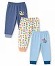 OHMS Single Jersey Knit Full Length Animals Printed Lounge Pants Pack of 3 - Light Blue & White